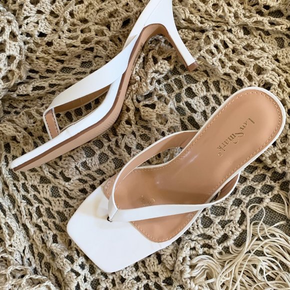 NEW🔥Square Open Toe Thong Heel Slide Sandal Mules - Picture 2 of 5